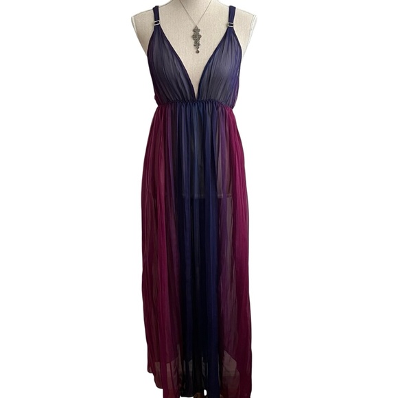 Vintage Pink Purple Blue Ombre Strappy Chemise Size Medium - Picture 1 of 15